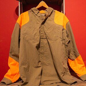 LL Bean Upland Hunting, Technical Shooting Shirt, Khaki / Blaze Orange, XL